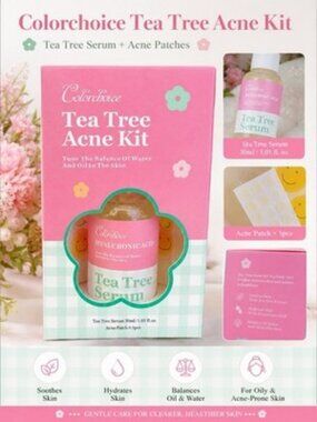Colorchoice Tea Tree Acne Kit Serum & Acne Patches Skincare Set New Sealed